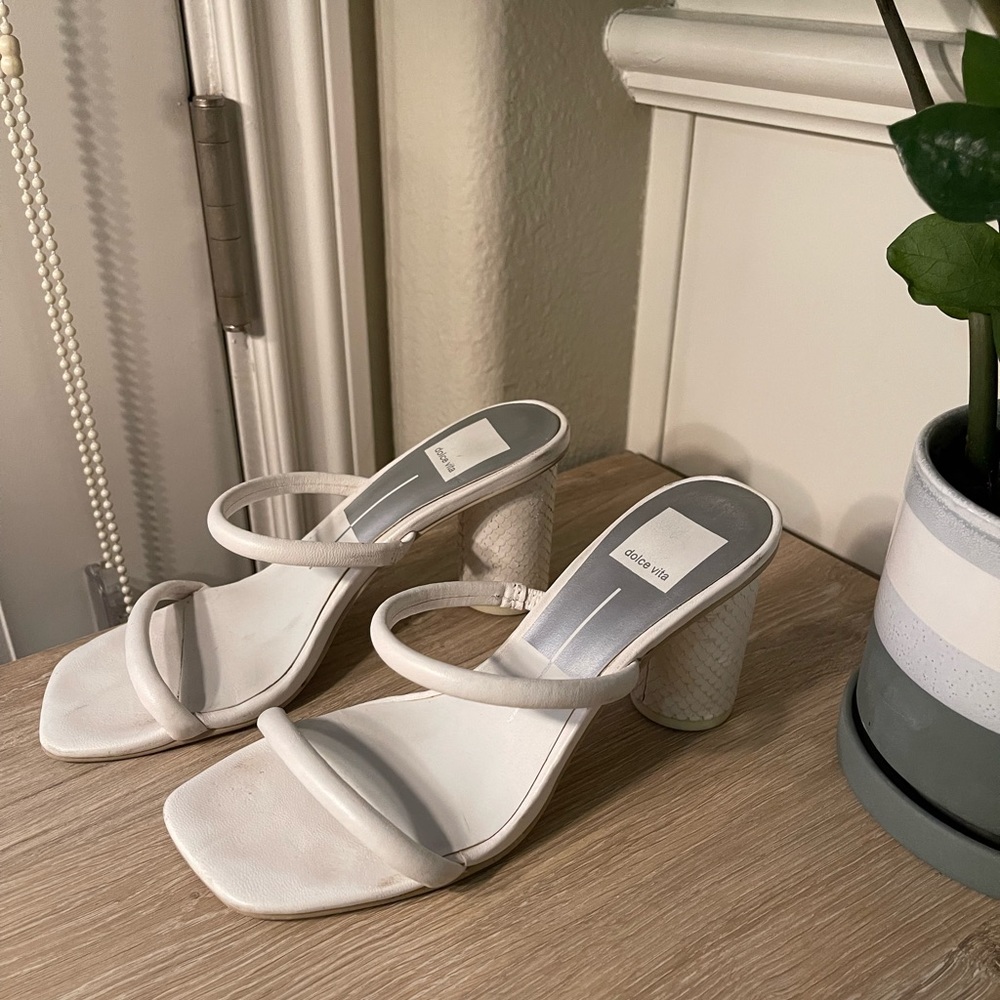 DOLCE VITA White Block Heels